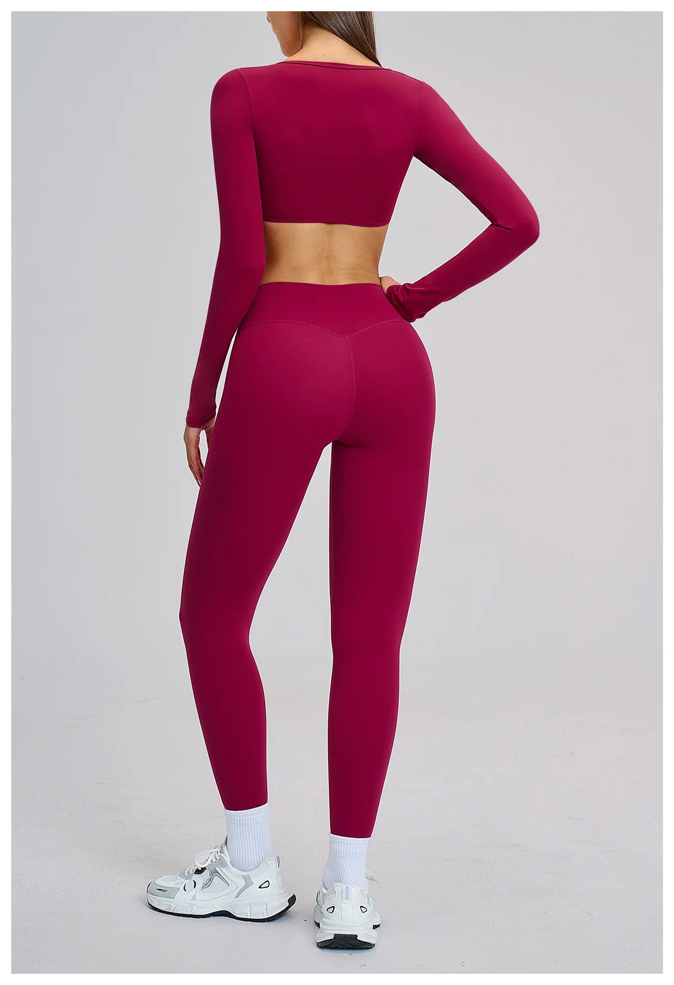 Women's Crop Tops Yoga T-shirts Solid Sports Top Long Sleeve Quick Dry Fitness Gym Sport Wear Running Shirts Sexy Exposed Navel