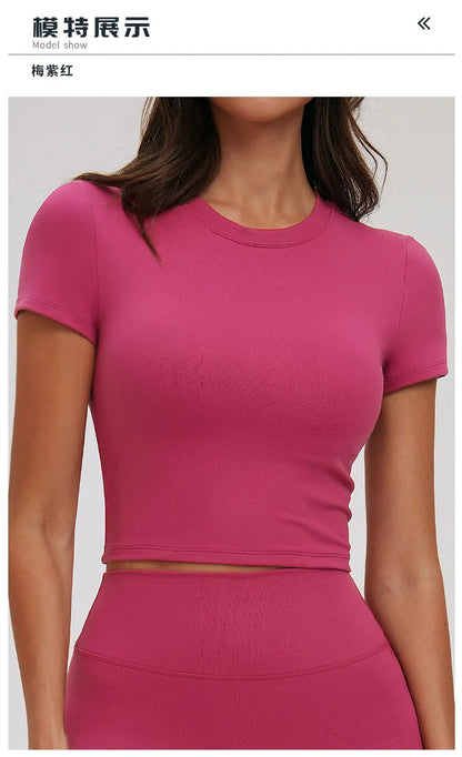 Women Yoga Shirt Gym Top Running Active Wear Sport Top Yoga Top Sport T Shirts Fitness Clothes Short Sleeve Women's Sportswear