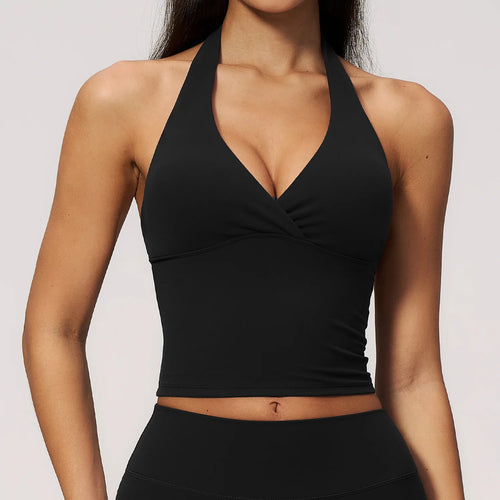 Women Yoga Vest Sexy V-Neck Sports Underwear Halter Fitness Bra Gym Breathable Vest Comfortable Workout Tank Top Yoga Underwear