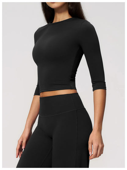 Summer Women Yoga Shirts Tight Yoga Top Breathable Fitness Sports T-Shirts Fitness Clothes Running Sport Top Gym Workout Shirts