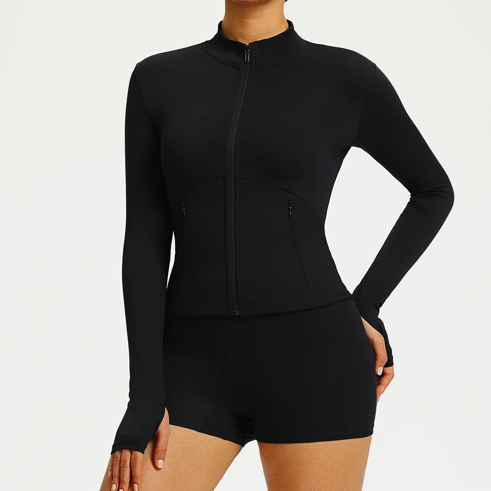 Fitness Sport Women's Zipper Long-sleeved Quick-drying Training Yoga Gym Clothing Clothes Summer Running Breathable Slim Fit Top