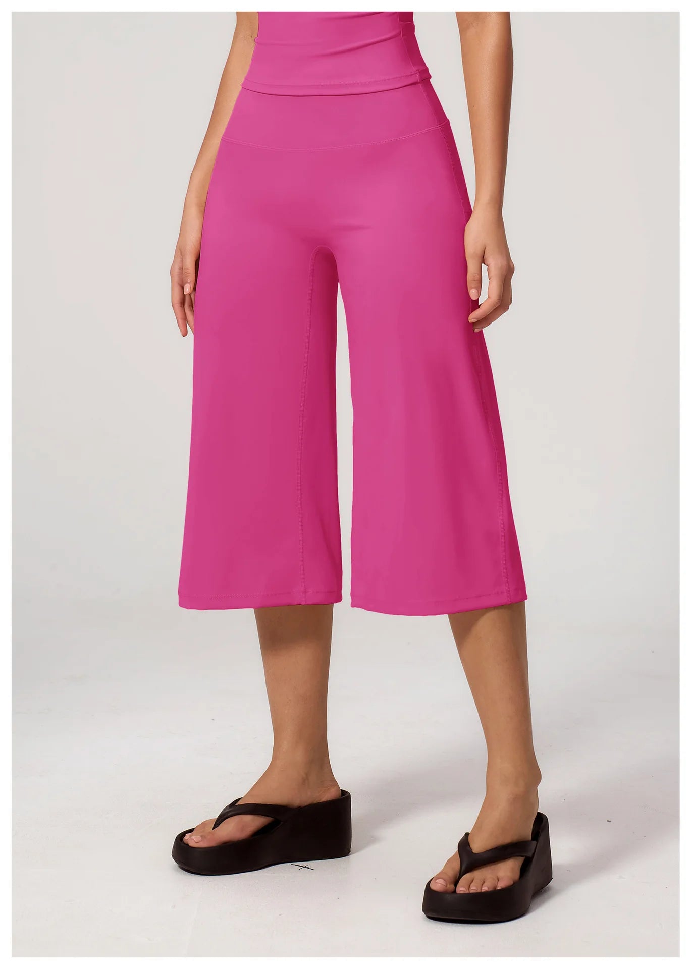 Summer Sports Pants Women Capri Pants Wide Leg Yoga Cropped High Waist Workout Seven Pant Female Running Legging Fitness Shorts
