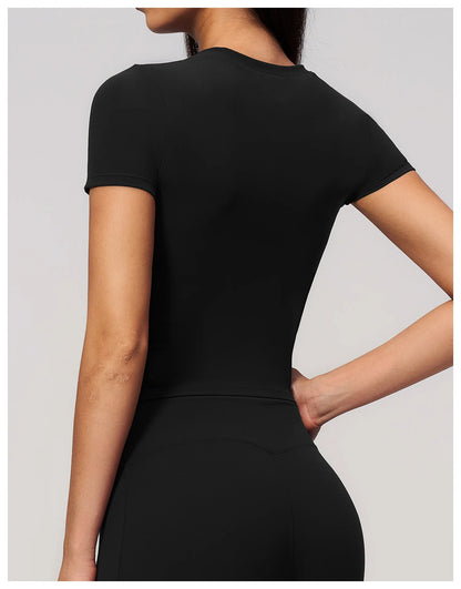 Women Yoga Top Sport T Shirts Fitness Clothes Quick-Drying Short Sleeve Yoga Shirt Gym Workout Top Running Active Wear Sport Top