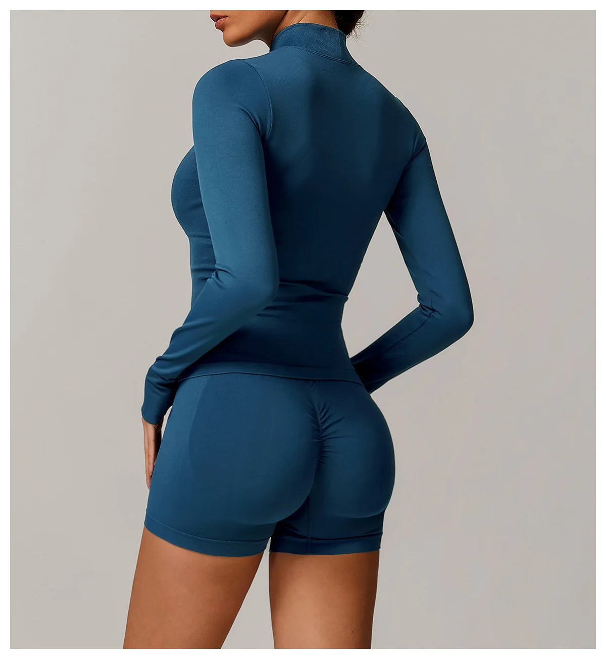 Women Zipper Yoga Long Sleeve Seamless Crop Tops Female Gym Jacket Yoga T-shirts Solid Sports Top Running Workout Athletic Wear