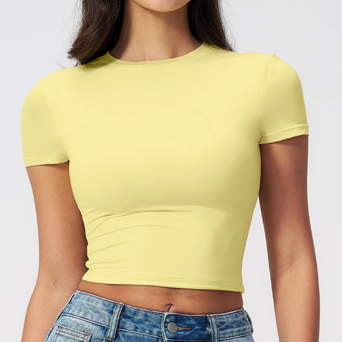 Summer Gym Crop Tops Women Yoga T-shirts Fitness Short Sleeved Workout Shirts Gym Sports Shirts Female Running Active Yoga Wea