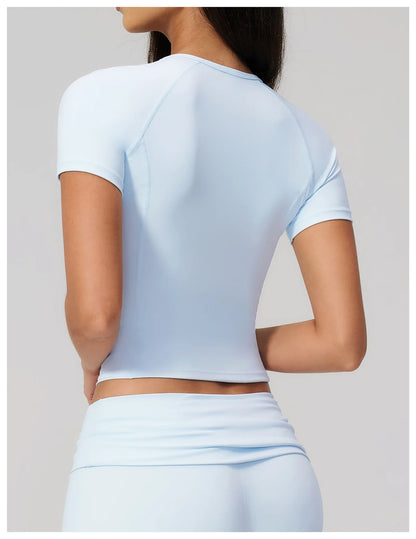 Summer Gym T-Shirt Women Short Sleeve Yoga Tops Workout Top Running Sports T Shirts Fitness Workout Tee Sports Tops Activewear