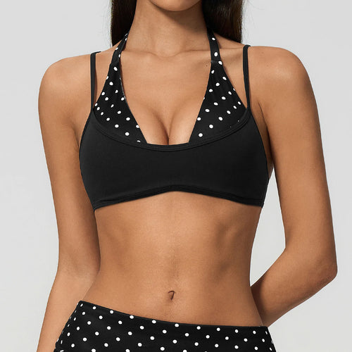 Women's Striped Yoga Bra Breathable Sports Underwear Shockproof Workout Top Sexy Polka Dot Bra Beautiful Back Sports Yoga Top