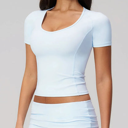 Summer Gym T-Shirt Women Short Sleeve Yoga Tops Workout Top Running Sports T Shirts Fitness Workout Tee Sports Tops Activewear