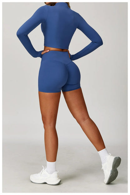 Zipper Cardigan Stand Up Collar Jacket Outdoor Sports Long Sleeved Women Slim Yoga Clothes Quick Dry Running Fitness Jacket Top