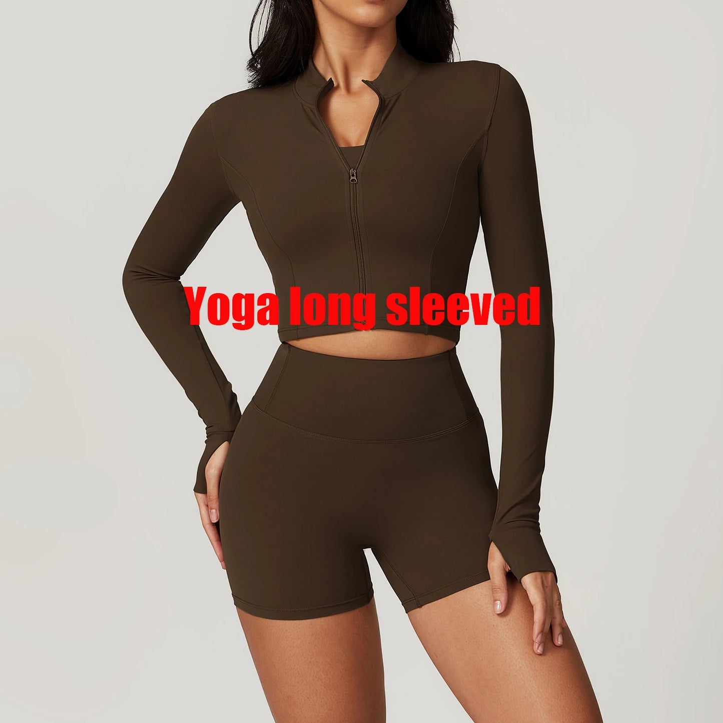 Zipper Cardigan Stand Up Collar Jacket Outdoor Sports Long Sleeved Women Slim Yoga Clothes Quick Dry Running Fitness Jacket Top
