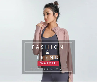 New Women's Slim Fit Lightweight Jackets Women's Full Zip-up Yoga Sports Running Jacket with Thumb Holes for Workout