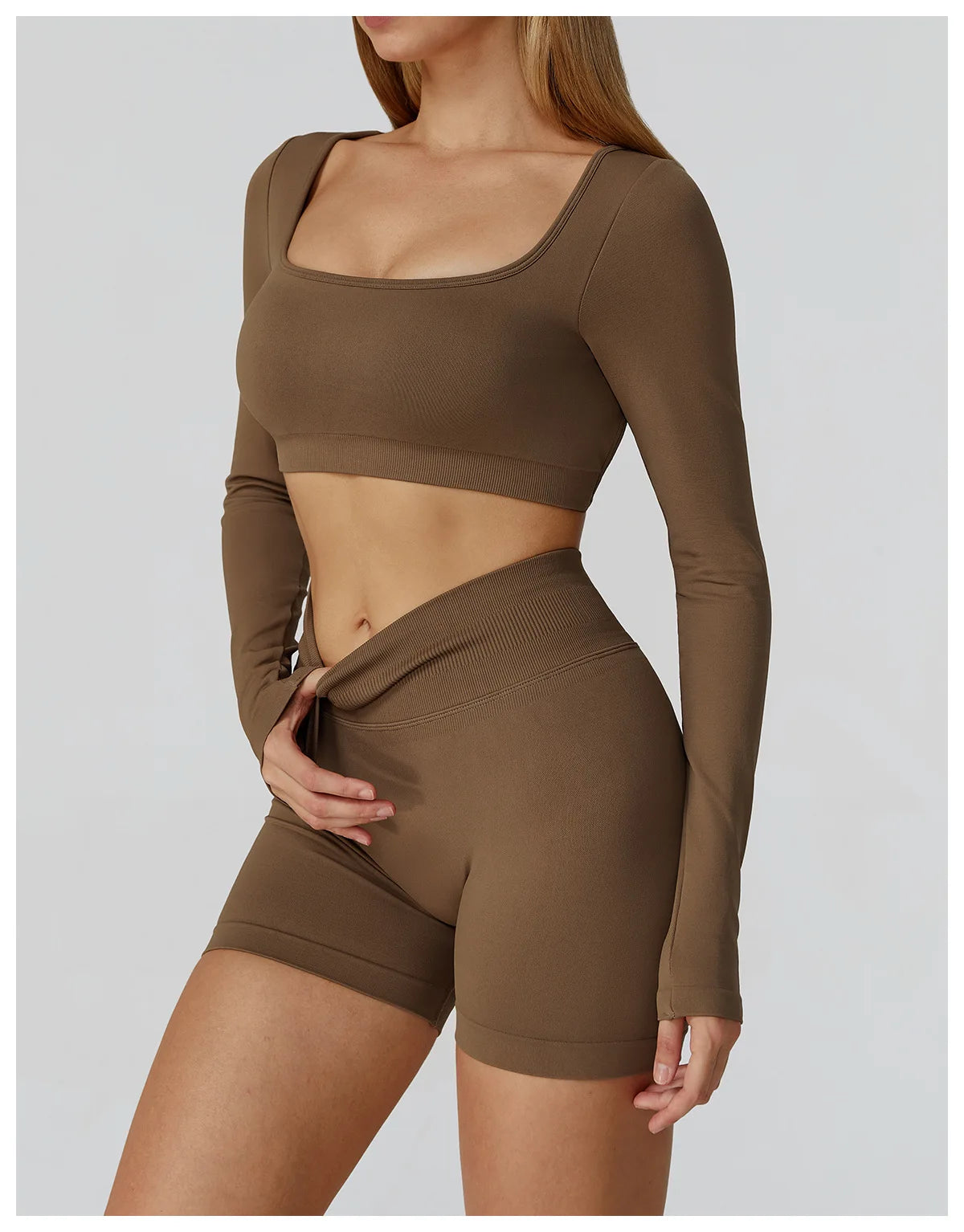 Women's Yoga Top Seamless Long Sleeved Sports Wear Workout Tops T-shirt Fitness Running Hollow out Backless Gym Woman SportShirt