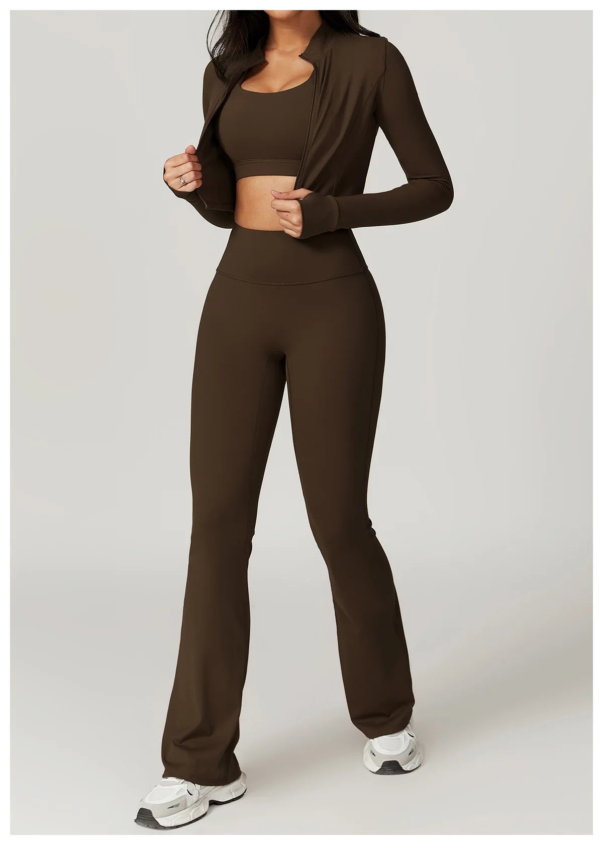 Zipper Cardigan Stand Up Collar Jacket Outdoor Sports Long Sleeved Women Slim Yoga Clothes Quick Dry Running Fitness Jacket Top