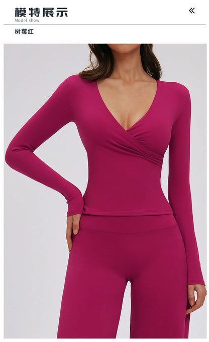 Yoga Shirts For Women Slim Fit Long Sleeve Workout Dry Fit Breathable High Elastic Sports Top Winter Fitness Running Gym Clothes