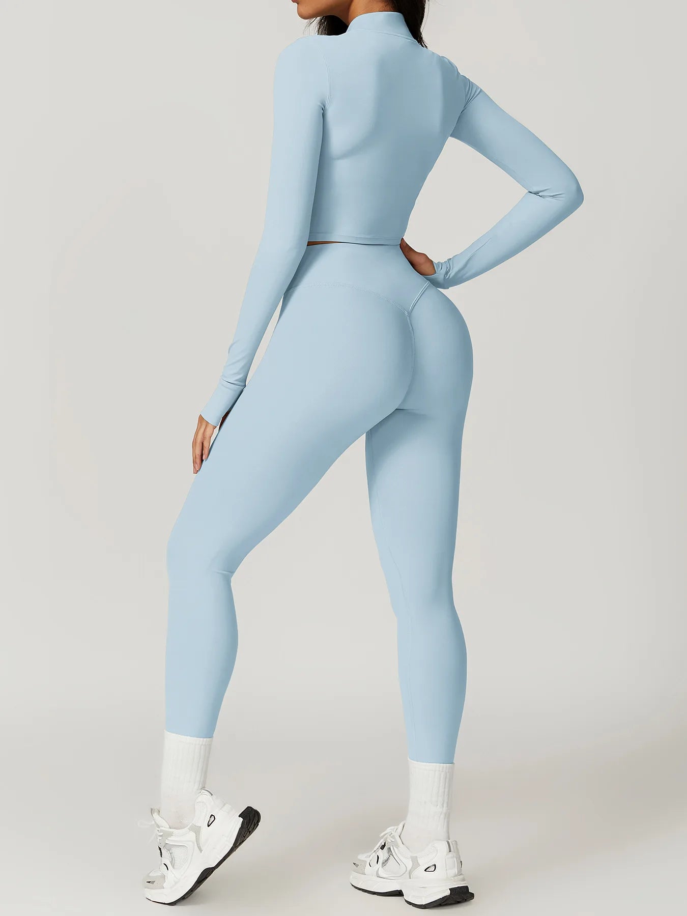 Zipper Cardigan Stand Up Collar Jacket Outdoor Sports Long Sleeved Women Slim Yoga Clothes Quick Dry Running Fitness Jacket Top
