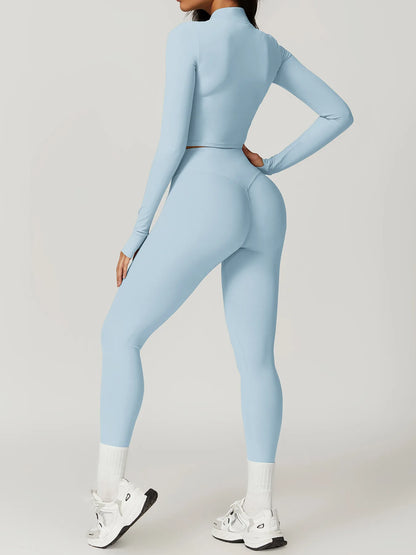 Zipper Cardigan Stand Up Collar Jacket Outdoor Sports Long Sleeved Women Slim Yoga Clothes Quick Dry Running Fitness Jacket Top