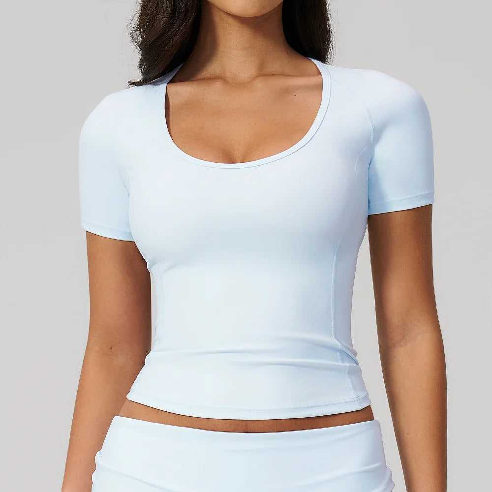 Summer Gym T-Shirt Women Short Sleeve Yoga Tops Workout Top Running Sports T Shirts Fitness Workout Tee Sports Tops Activewear