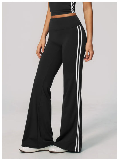 Summer Yoga Pants Women's High Waist Push Up Flared Pants Fitness Wide-Leg Pants Athletic Wear Running Workout Flared Trousers