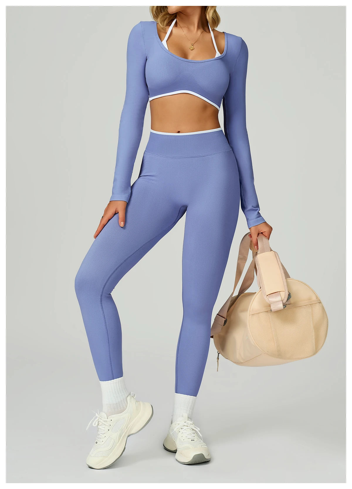 Seamless Yoga Shirts For Women Ribbed Long Sleeve Gym Clothes Fitness Running Workout Dry Fit Breathable High Elastic Sports Top