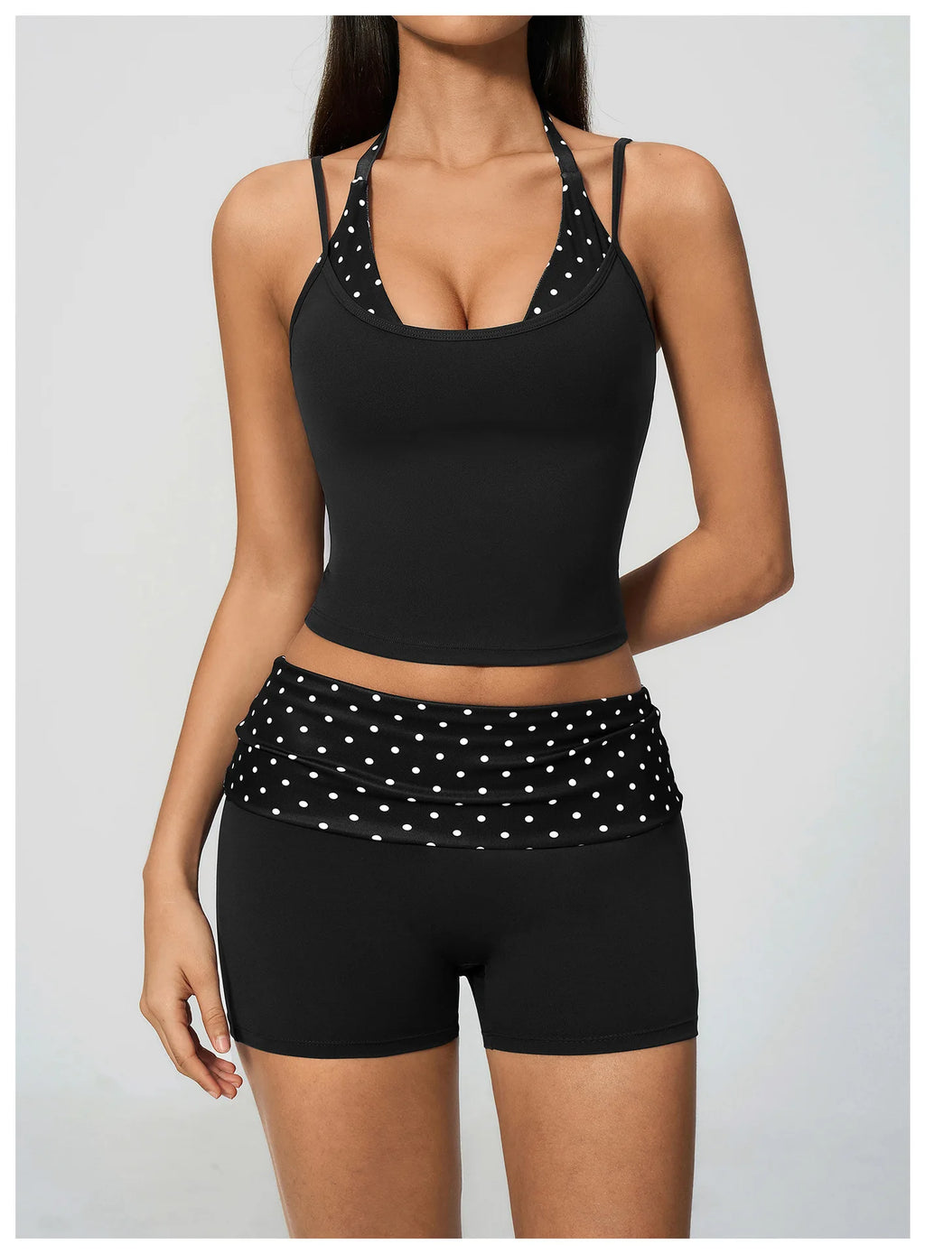 Polka Dot Yoga Tank Top Shockproof Striped Fitness Bra Gym Workout Vest Breathable Sport Top Halter Beautiful Back Sport Vest