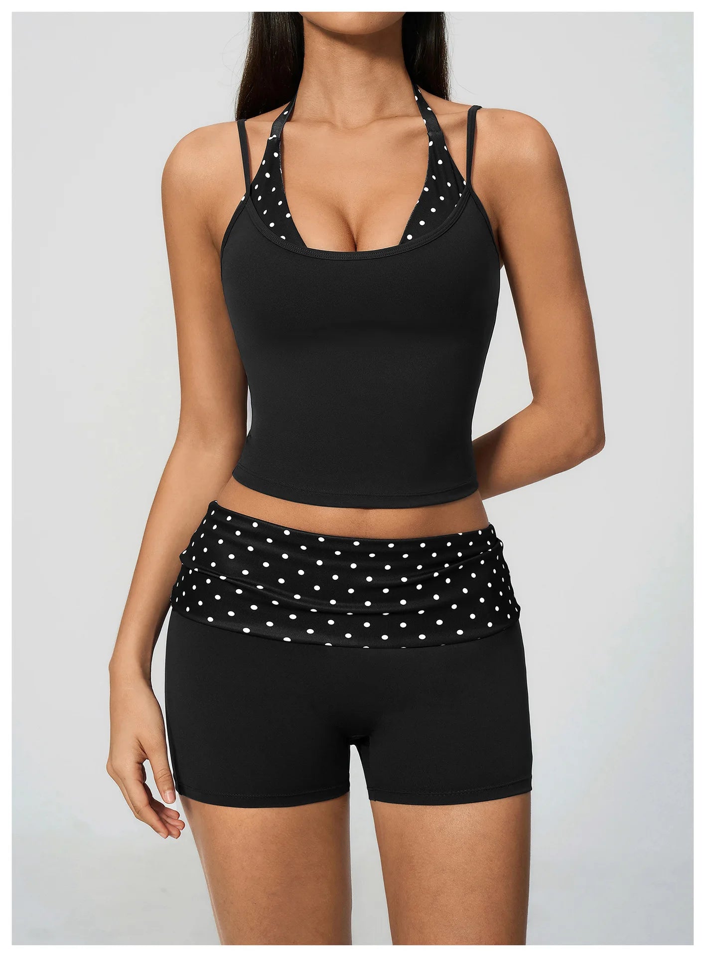 Polka Dot Yoga Tank Top Shockproof Striped Fitness Bra Gym Workout Vest Breathable Sport Top Halter Beautiful Back Sport Vest
