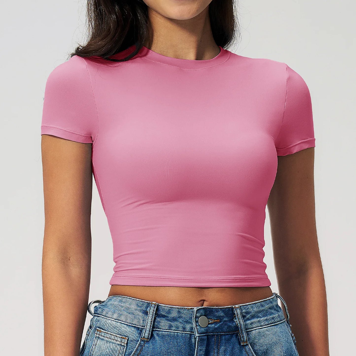 Summer Gym Crop Tops Women Yoga T-shirts Fitness Short Sleeved Workout Shirts Gym Sports Shirts Female Running Active Yoga Wea