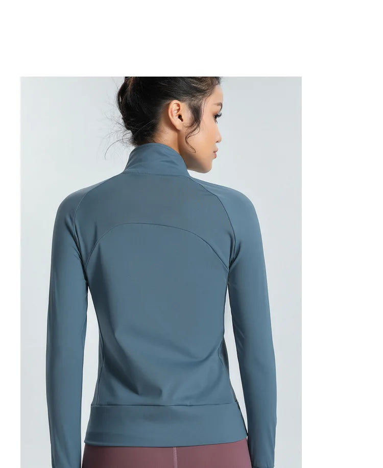 New Women's Slim Fit Lightweight Jackets Women's Full Zip-up Yoga Sports Running Jacket with Thumb Holes for Workout