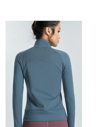 New Women's Slim Fit Lightweight Jackets Women's Full Zip-up Yoga Sports Running Jacket with Thumb Holes for Workout