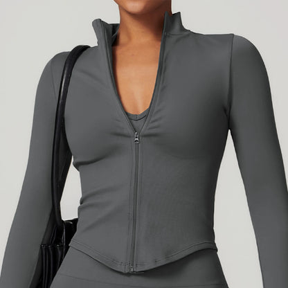 New Zipper Sports Top Women Gym Long Sleeve for Fitness Seamless Coat  Clothing Running Workout Tights Gym Tops Yoga Shirts