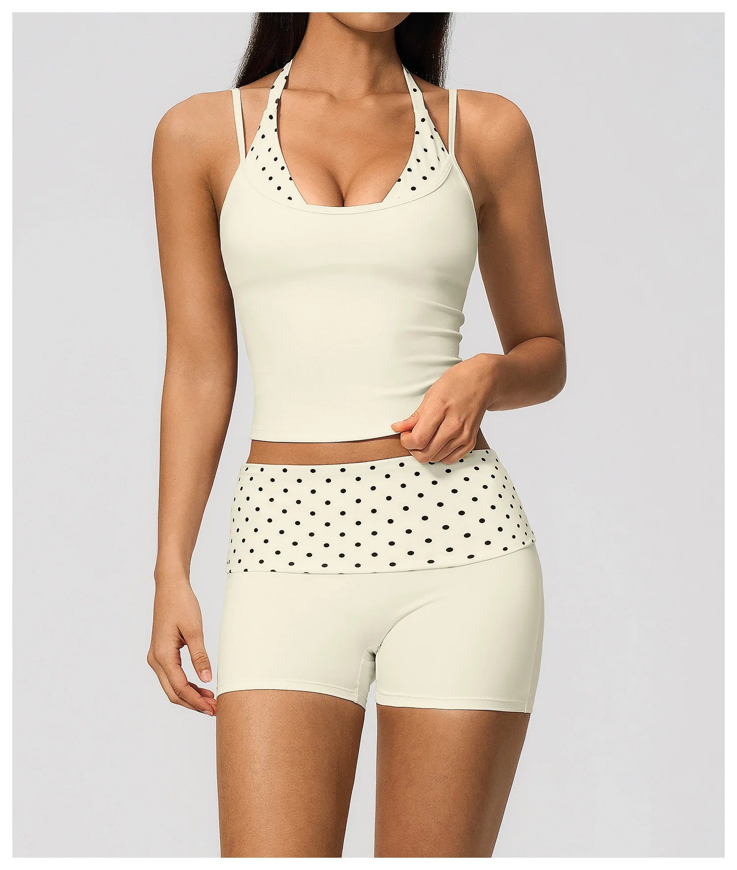 Polka Dot Yoga Tank Top Shockproof Striped Fitness Bra Gym Workout Vest Breathable Sport Top Halter Beautiful Back Sport Vest