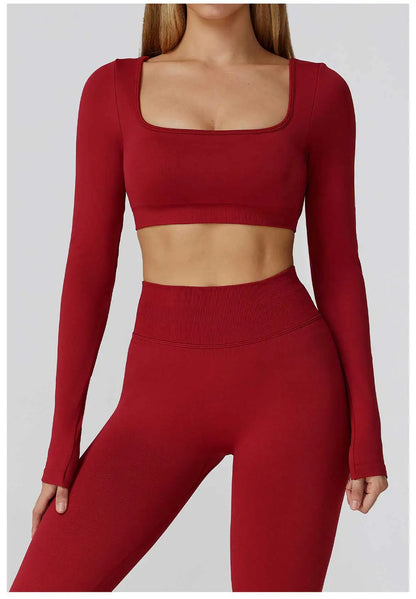 Women's Yoga Top Seamless Long Sleeved Sports Wear Workout Tops T-shirt Fitness Running Hollow out Backless Gym Woman SportShirt