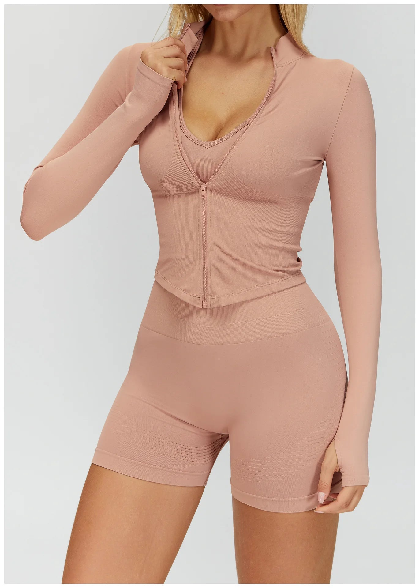 Outdoor Sports Long Sleeved Women's Slim Yoga Quick Dry Tight Fitting Quick Drying Stand Up Collar Jacket Running Fitness Jacket