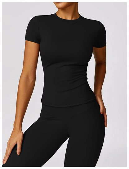 Summer Gym T-Shirt Women Short Sleeve Yoga Tops Workout Top Running Sports T Shirts Fitness Workout Tee Sports Tops Activewear