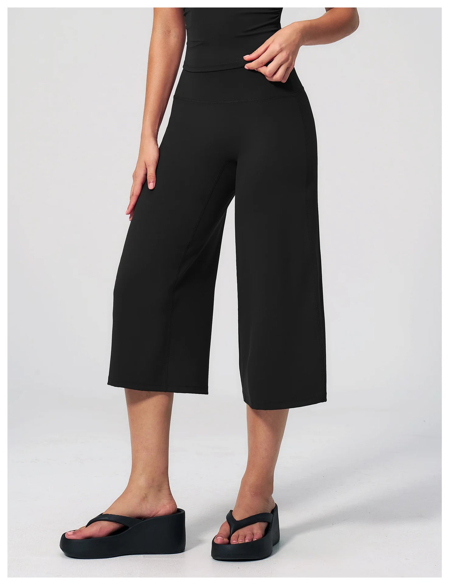 Summer Sports Pants Women Capri Pants Wide Leg Yoga Cropped High Waist Workout Seven Pant Female Running Legging Fitness Shorts