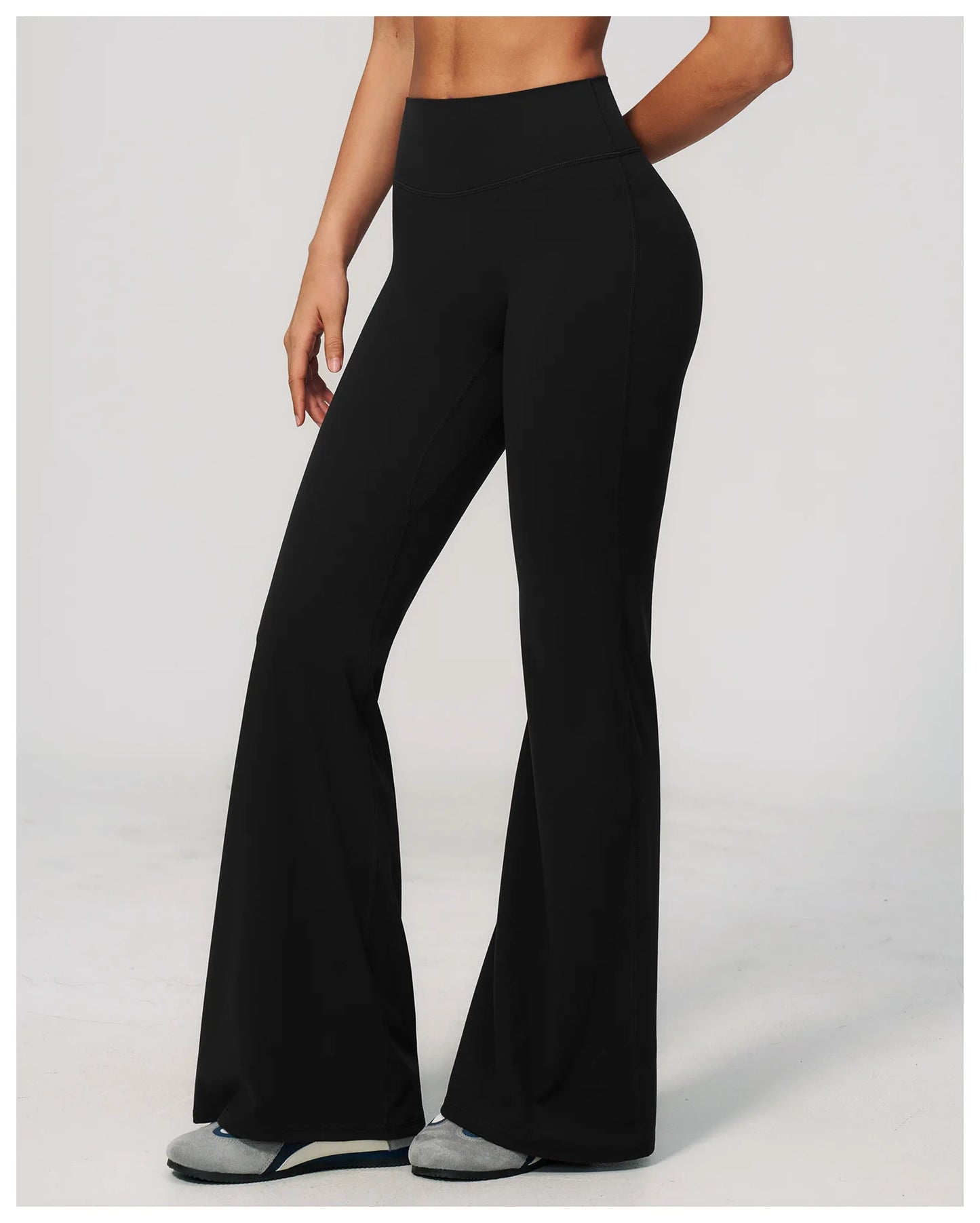 Summer Solid Color Flared Pants Women Breathable Yoga Pants High Waist Butt Lift Sports Pants Scrunch Butt Flared Trousers