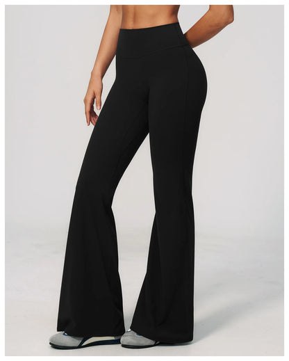 Summer Solid Color Flared Pants Women Breathable Yoga Pants High Waist Butt Lift Sports Pants Scrunch Butt Flared Trousers