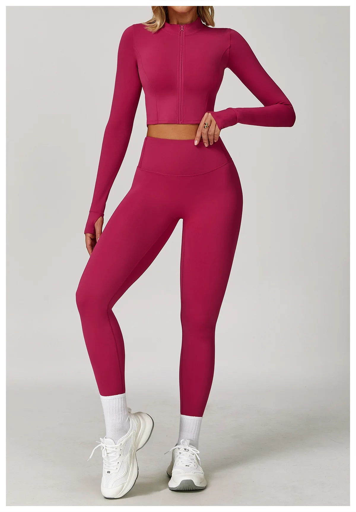 Zipper Cardigan Stand Up Collar Jacket Outdoor Sports Long Sleeved Women Slim Yoga Clothes Quick Dry Running Fitness Jacket Top
