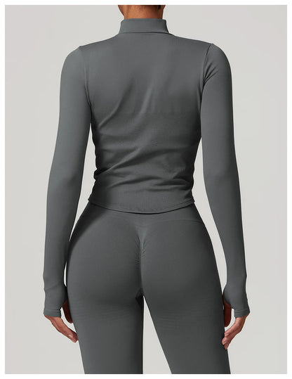 New Zipper Sports Top Women Gym Long Sleeve for Fitness Seamless Coat  Clothing Running Workout Tights Gym Tops Yoga Shirts