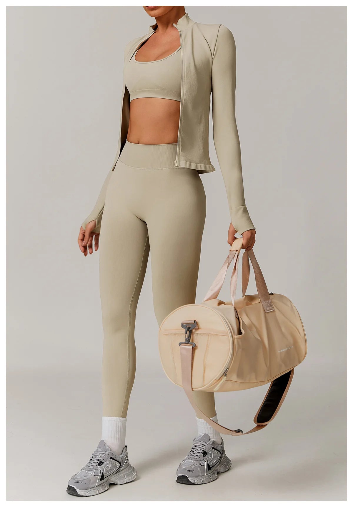 Women Zipper Yoga Long Sleeve Seamless Crop Tops Female Gym Jacket Yoga T-shirts Solid Sports Top Running Workout Athletic Wear