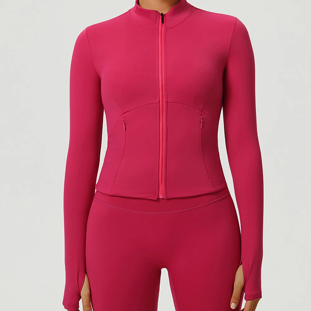 Fitness Sport Women's Zipper Long-sleeved Quick-drying Training Yoga Gym Clothing Clothes Summer Running Breathable Slim Fit Top