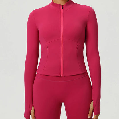 Fitness Sport Women's Zipper Long-sleeved Quick-drying Training Yoga Gym Clothing Clothes Summer Running Breathable Slim Fit Top