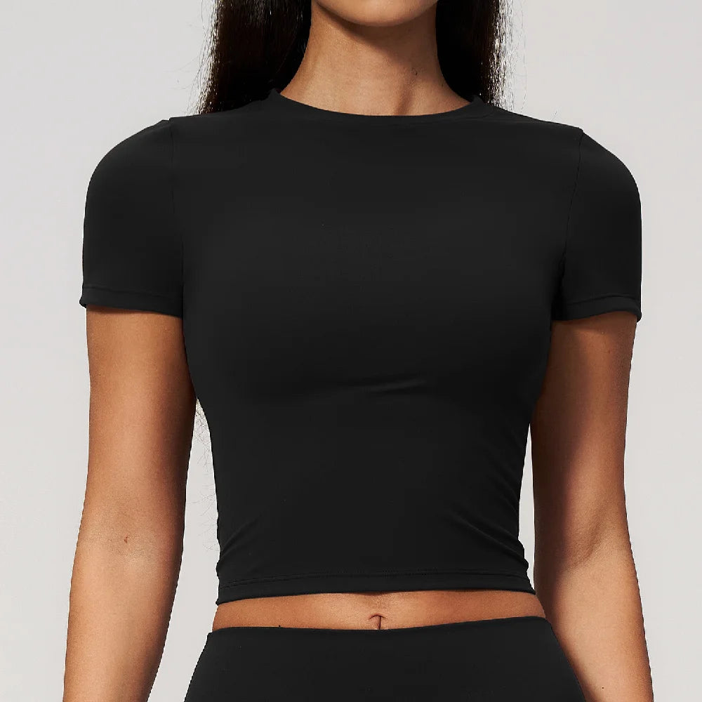Women Yoga Top Sport T Shirts Fitness Clothes Quick-Drying Short Sleeve Yoga Shirt Gym Workout Top Running Active Wear Sport Top