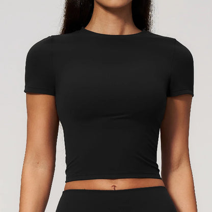 Women Yoga Top Sport T Shirts Fitness Clothes Quick-Drying Short Sleeve Yoga Shirt Gym Workout Top Running Active Wear Sport Top