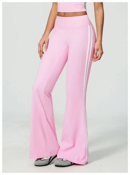 Summer Yoga Pants Women's High Waist Push Up Flared Pants Fitness Wide-Leg Pants Athletic Wear Running Workout Flared Trousers