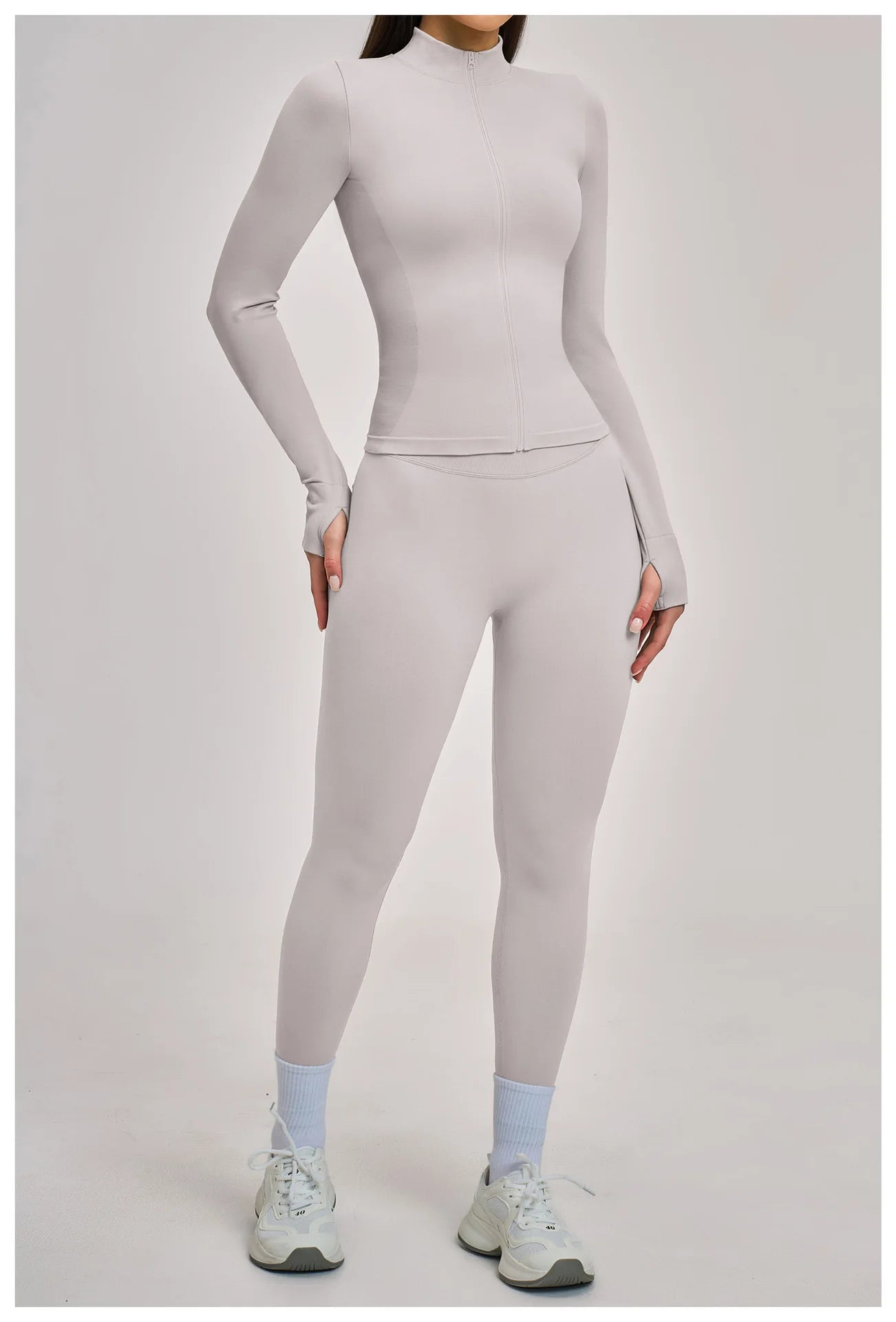 Women Zipper Yoga Long Sleeve Seamless Crop Tops Female Gym Jacket Yoga T-shirts Solid Sports Top Running Workout Athletic Wear