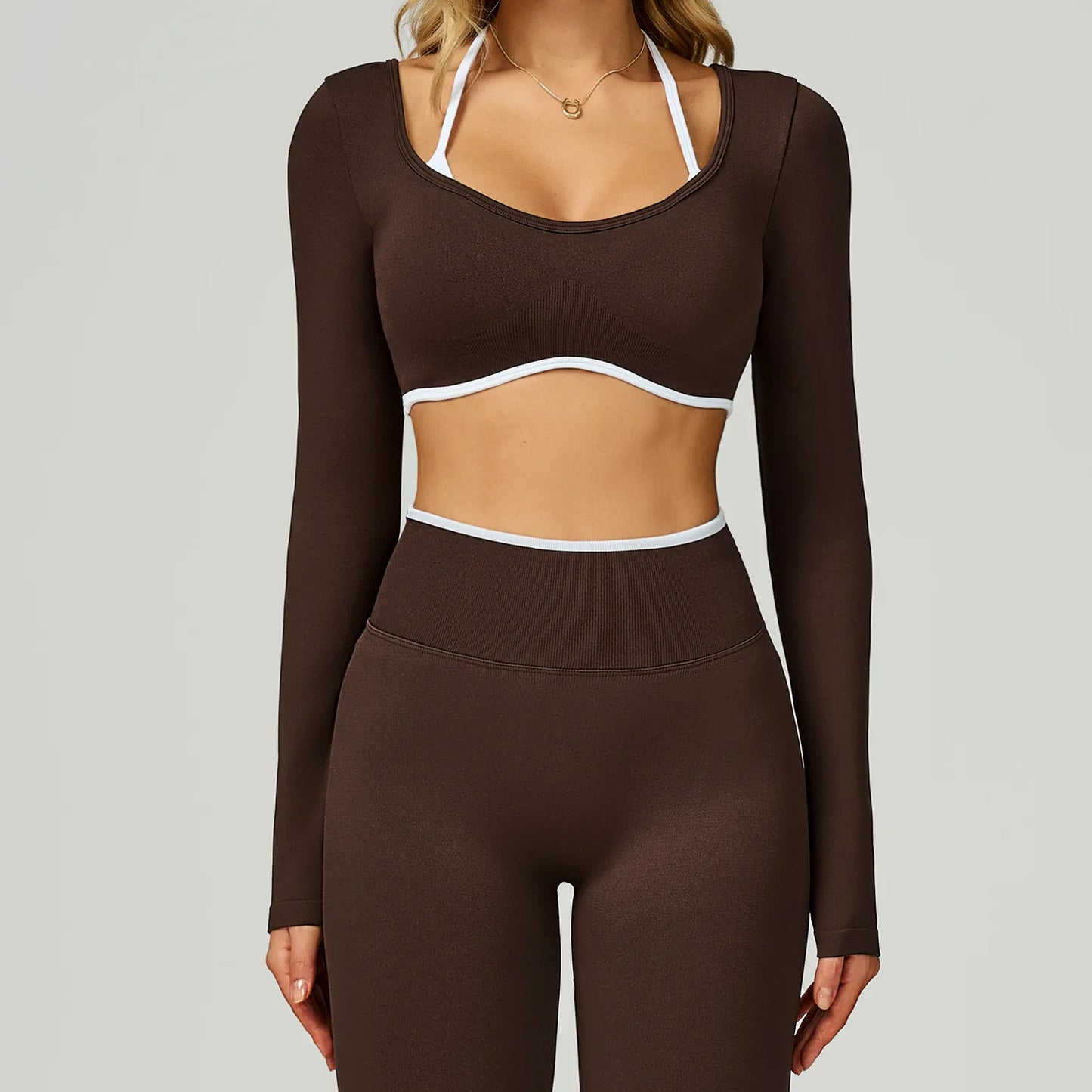 Seamless Yoga Shirts For Women Ribbed Long Sleeve Gym Clothes Fitness Running Workout Dry Fit Breathable High Elastic Sports Top