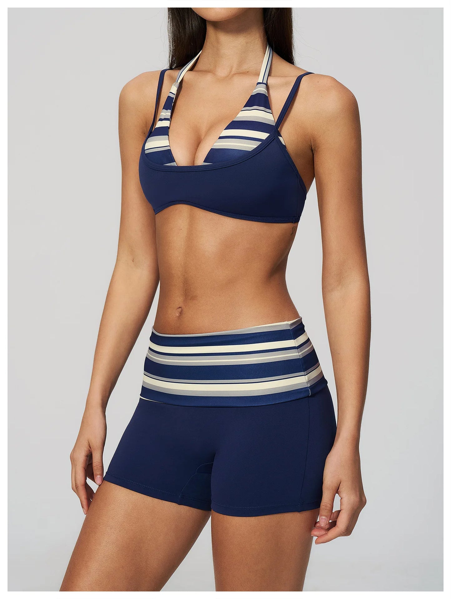 Women's Striped Yoga Bra Breathable Sports Underwear Shockproof Workout Top Sexy Polka Dot Bra Beautiful Back Sports Yoga Top