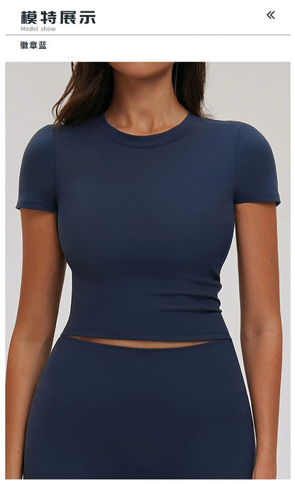 Women Yoga Shirt Gym Top Running Active Wear Sport Top Yoga Top Sport T Shirts Fitness Clothes Short Sleeve Women's Sportswear