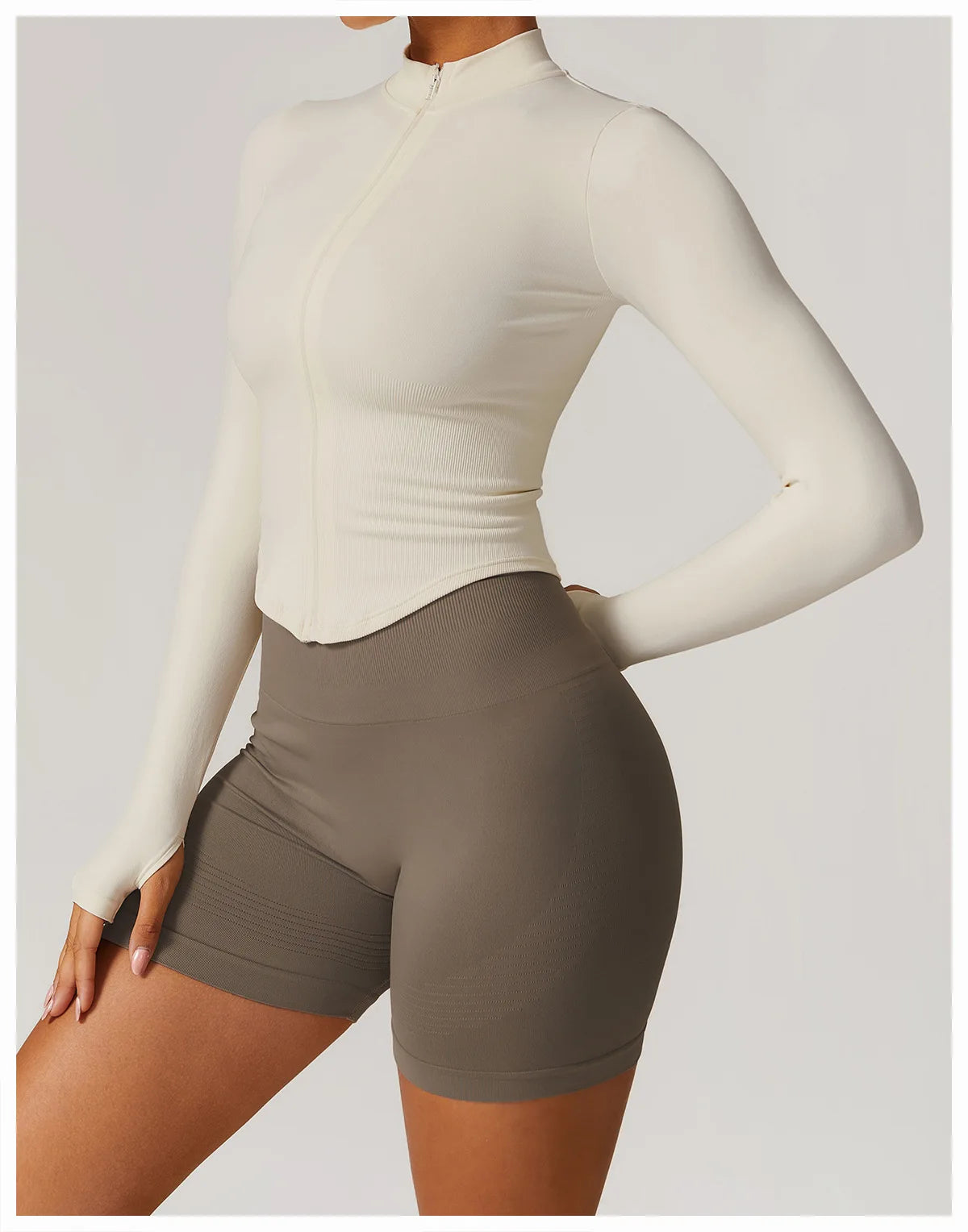 Outdoor Sports Long Sleeved Women's Slim Yoga Quick Dry Tight Fitting Quick Drying Stand Up Collar Jacket Running Fitness Jacket