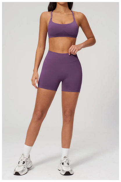 Summer Seamless Yoga Bra Women Fitness Workout Top Cross Back Strap Sports Underwear Female Breathable Running Cycling Gym Top
